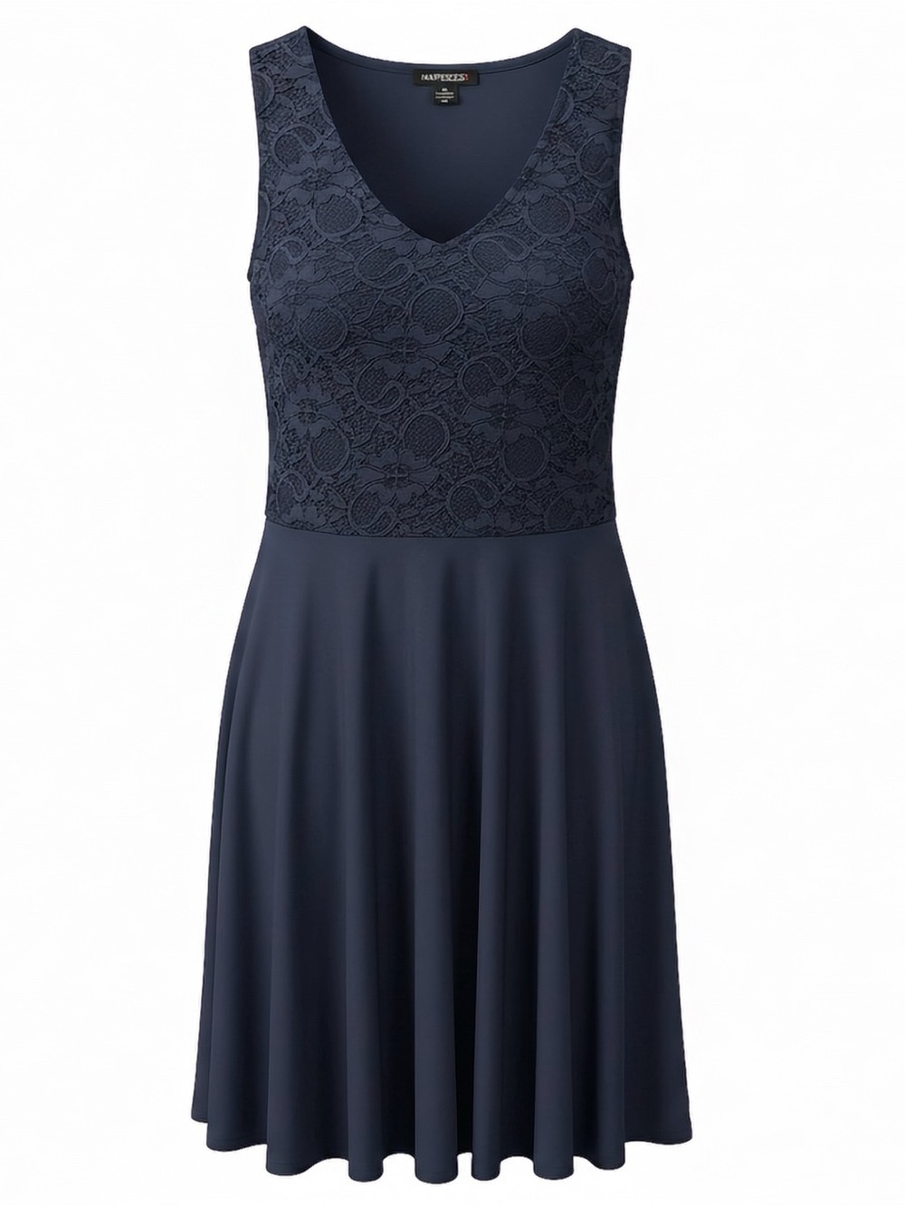 Lace Formal A-line Midi Dress in Navy Blue